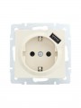 Розетка 1-м СП Vesna с заземл. с заряд. устройством USB механизм крем. LEZARD 742-0388-181 742-0388-181