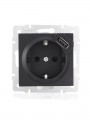 Розетка 1-м СП Vesna с заземл. с заряд. устройством USB механизм черн. бархат LEZARD 742-4288-181 742-4288-181