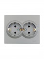 Розетка 2-м СП VESNA с заземл. со шторками ПБТ платина LEZARD 742-3500-178B 742-3500-178B