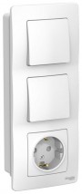 Блок СП Blanca (розетка с заземл. защ. шторки 16А 250В + 1-кл. выкл. + 1-кл. выкл.) бел. SE BLNBS101101 BLNBS101101