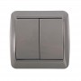 Выключатель 2-кл. ОП Клио 10А IP44 сер. UNIVersal К2223-Gr К2223-Gr