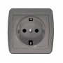 Розетка 1-м ОП Клио 16А IP44 с заземл. сер. UNIVersal К2228-Gr К2228-Gr