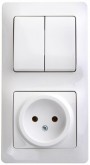 Блок комбинированный Glossa (розетка + 2-кл. выкл.) бел. SE GSL000172 GSL000172
