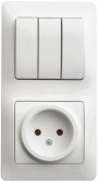Блок комбинированный Glossa (розетка + 3-кл. выкл.) бел. SE GSL000176 GSL000176