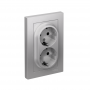 Розетка 2-м Atlas Design с заземл. 16А в сборе алюм. SchE ATN000324 ATN000324