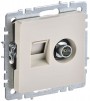Розетка компьютерная + телевизионная 2-м Brite РТВ/РК12-БрКр RJ45 кат.5E + TV беж. IEK BR-AK20-1-K10 BR-AK20-1-K10