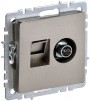 Розетка компьютерная + телевизионная 2-м Brite РТВ/РК12-БрШ RJ45 кат.5E + TV шампань IEK BR-AK20-1-K37 BR-AK20-1-K37