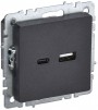 Розетка BRITE USB A+C 18Вт РЮ11-1-БрЧ черн. IEK BR-U22-018-K02 BR-U22-018-K02