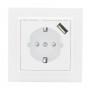 Розетка 1-м СП Минск 16А IP20 с заземл. защ. шторки с заряд. устройством USB 1А бел. EKF ERR16-028-100-USB ERR16-028-100-USB
