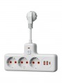 Удлинитель с сетевым фильтром 3х0.3м 10А 2USB + 1USBC 2500Вт ПВС 3х1 компакт бел. КОСМОС FRKsm0.3m-3g(W)USB FRKsm0.3m-3g(W)USB