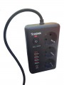 Удлинитель с сетевым фильтром 3х1.5м 10А 4USB + 2USBC 2500Вт ПВС 3х1 прямоуг. черн. КОСМОС FKsm1.5m-3gPF(B)USB FKsm1.5m-3gPF(B)USB