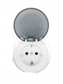 Розетка 1-м СП OSEN с заземл. с крышкой ПБТ бел. LEZARD 743-0288-123B 743-0288-123B
