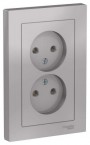 Розетка 2-м СП AtlasDesign 16А IP20 без заземл. в сборе алюм. SE ATN000320 ATN000320